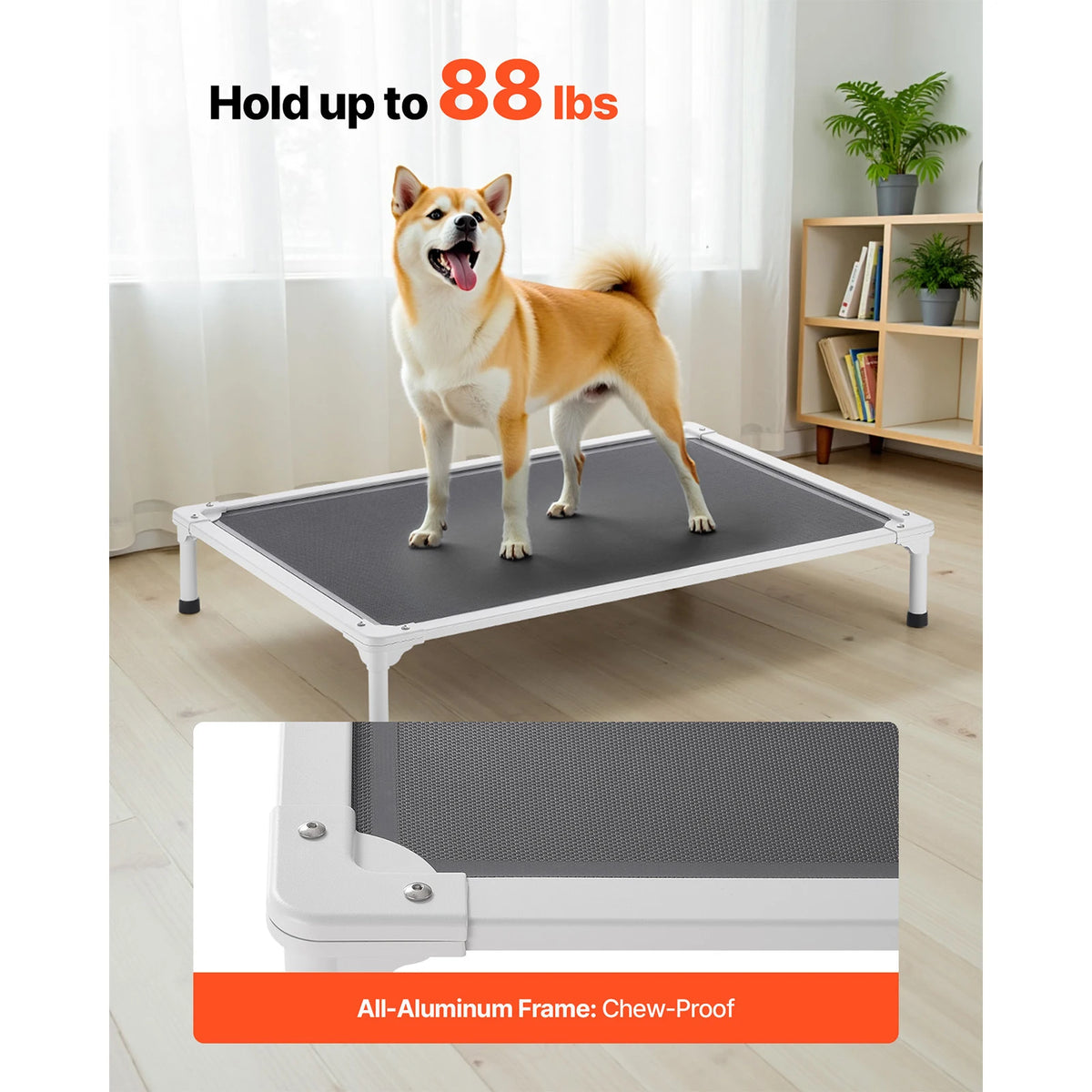 SucceBuy Elevated Dog Bed With Breathable Mesh And Aluminum Frame