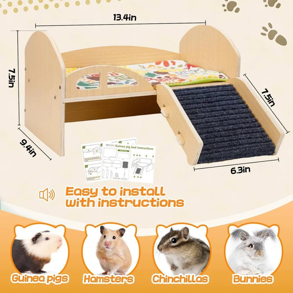 Hosport Wooden Multilevel Guinea Pig Castle With Stable Stairs