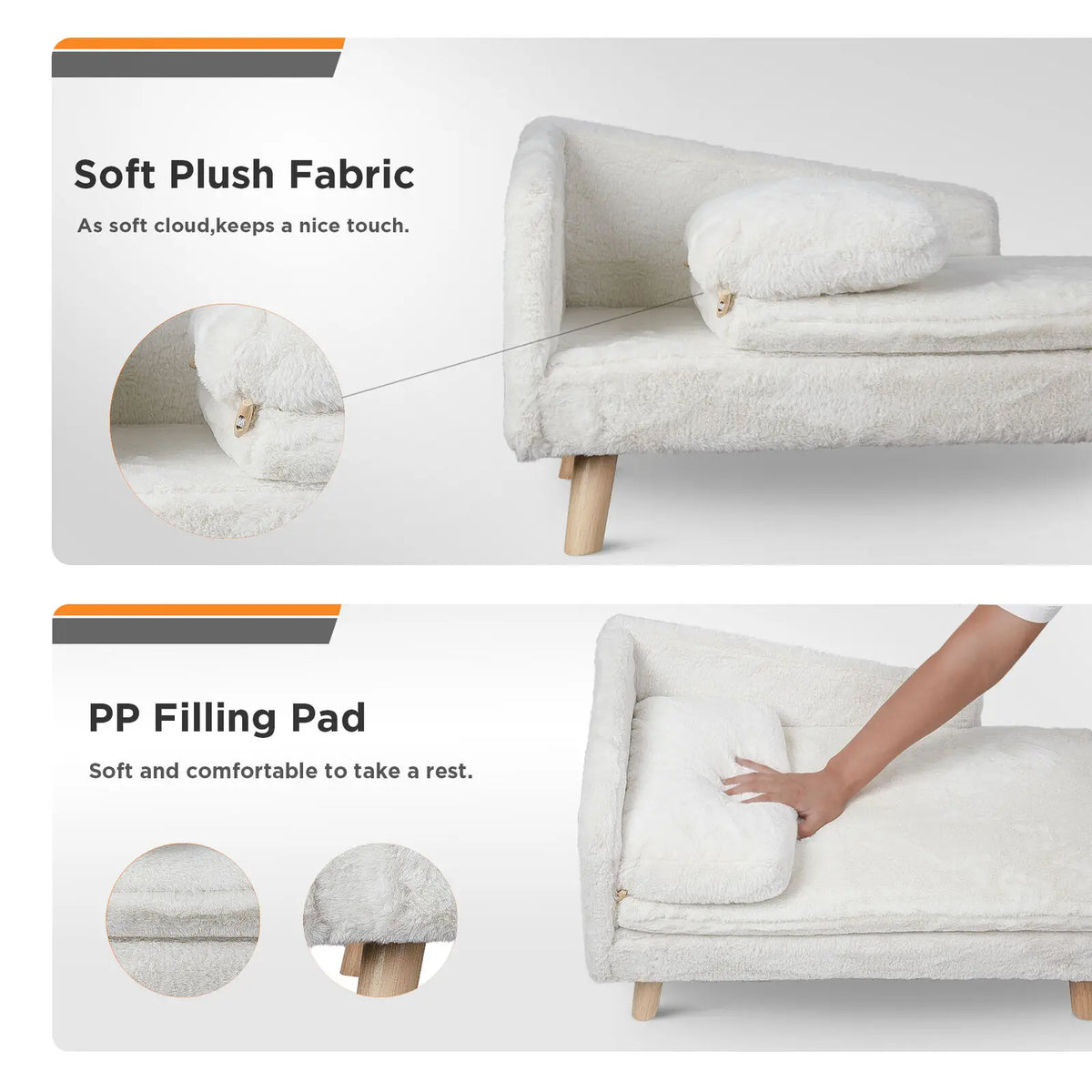 Elevated Pet Bed With Solid Wood Legs And Plush Cushions