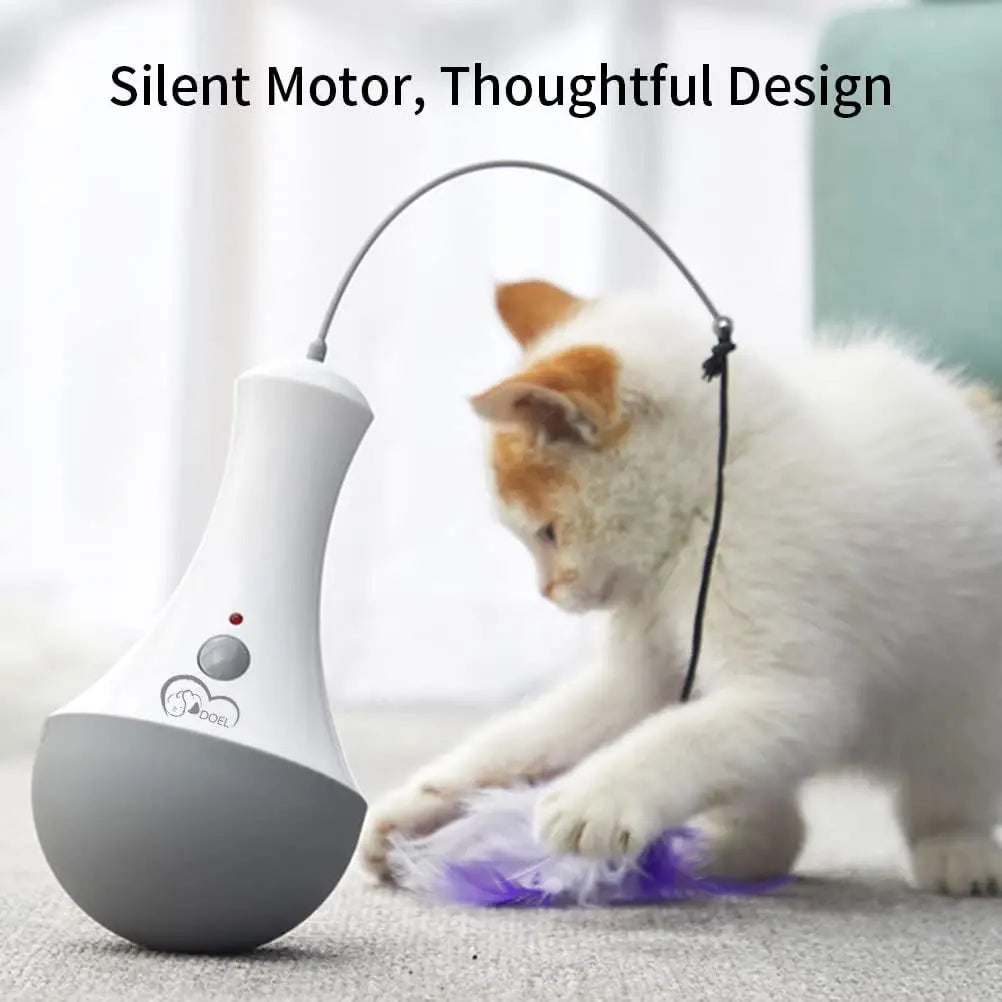 Automatic 360 Degree Random Rotation Cat Feather Teaser Interactive Toy