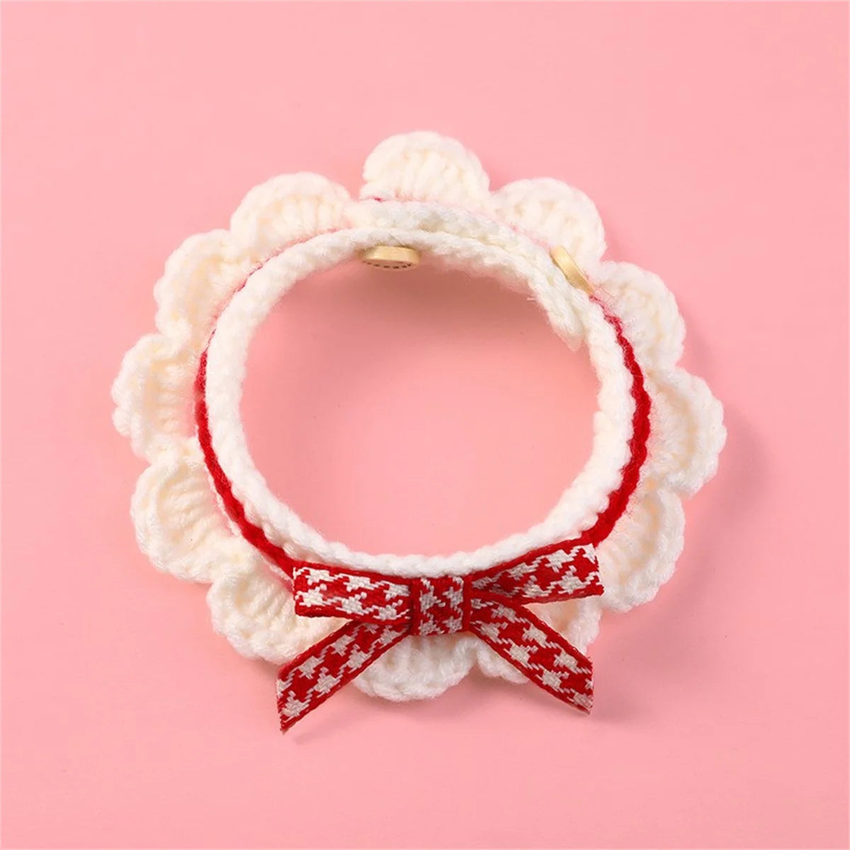 Adjustable Lace Bow Knot Knitted Pet Collar For Cats And Dogs