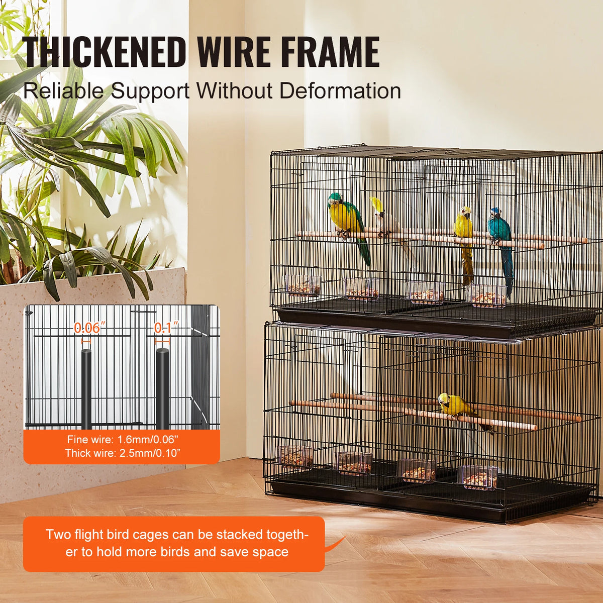 SucceBuy Secure Divided Bird Cage With Travel Handle And Perch