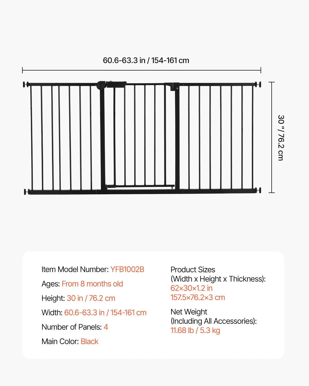 SucceBuy Easy Step Pressure Mount Baby Gate For Home Safety