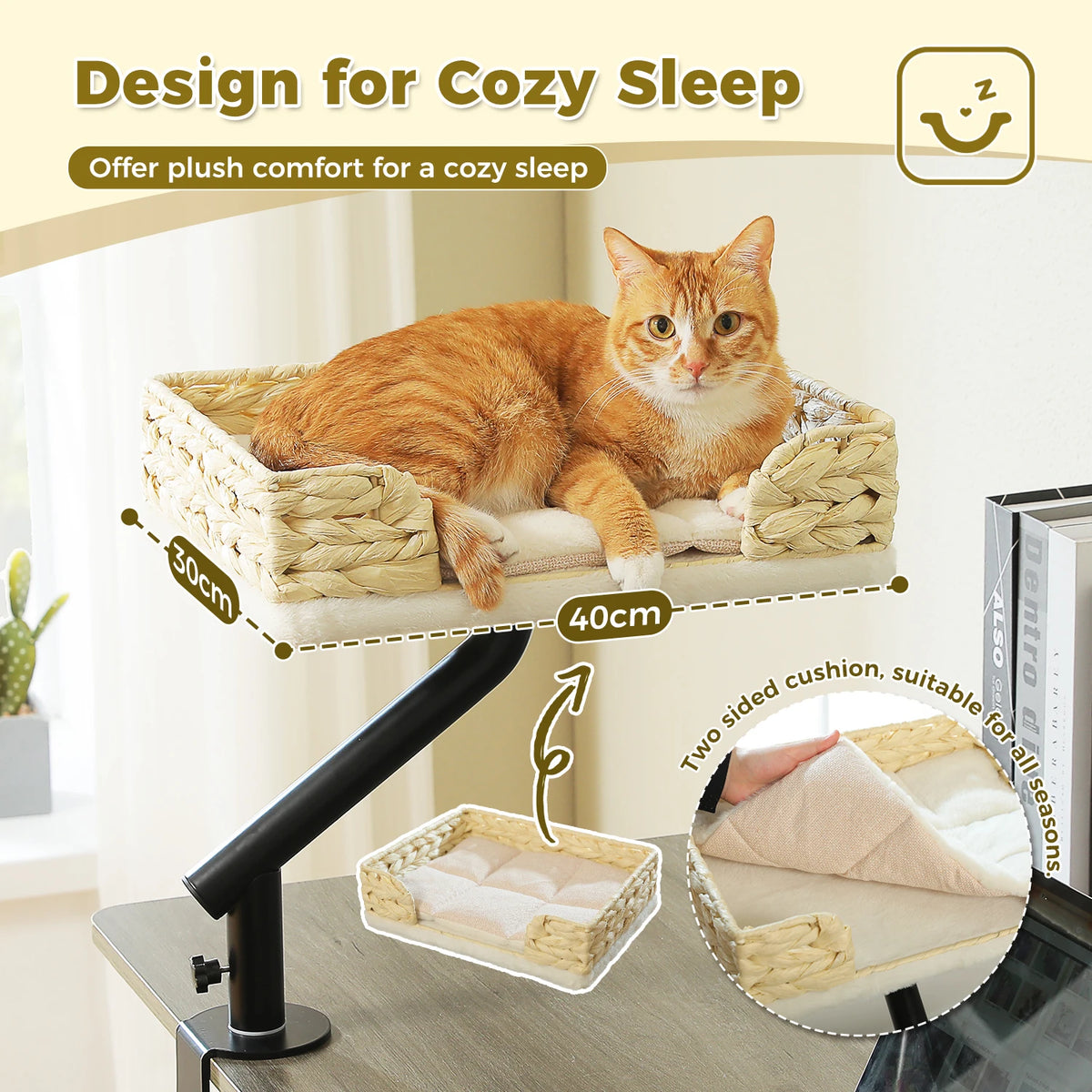Pawz Road Plush Indoor Adjustable 360 Rotatable Cat Bed