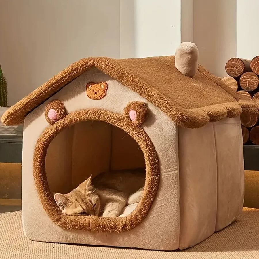Foldable Washable Pet Cave Bed For Cats And Small Dogs