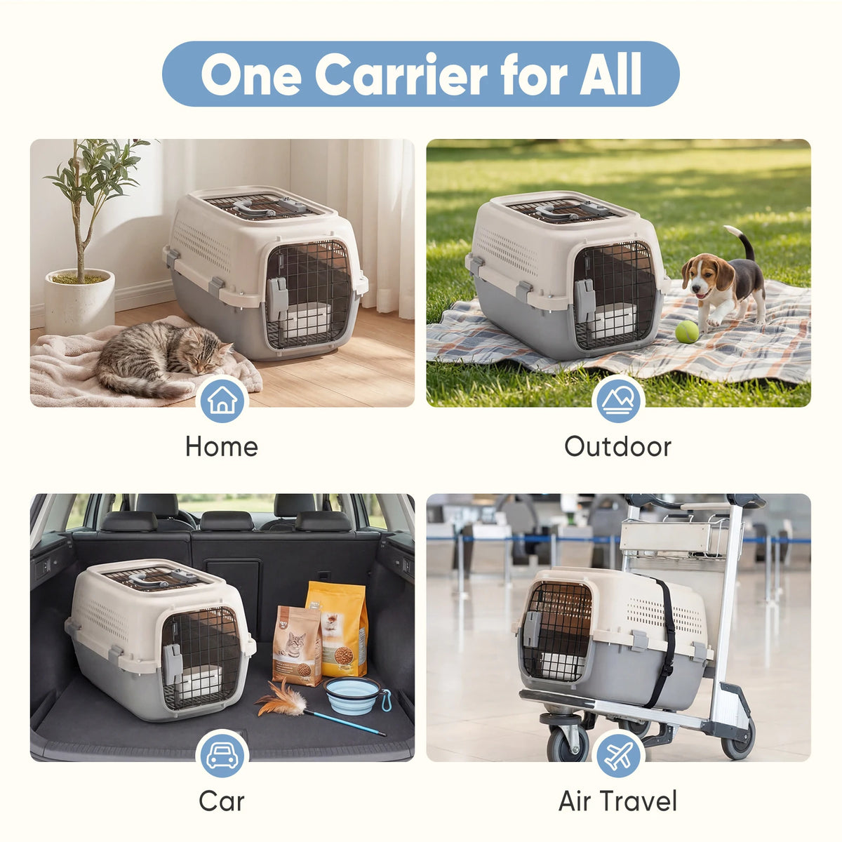 Secure Pet Travel Carrier For Small Pets With Safety Locks