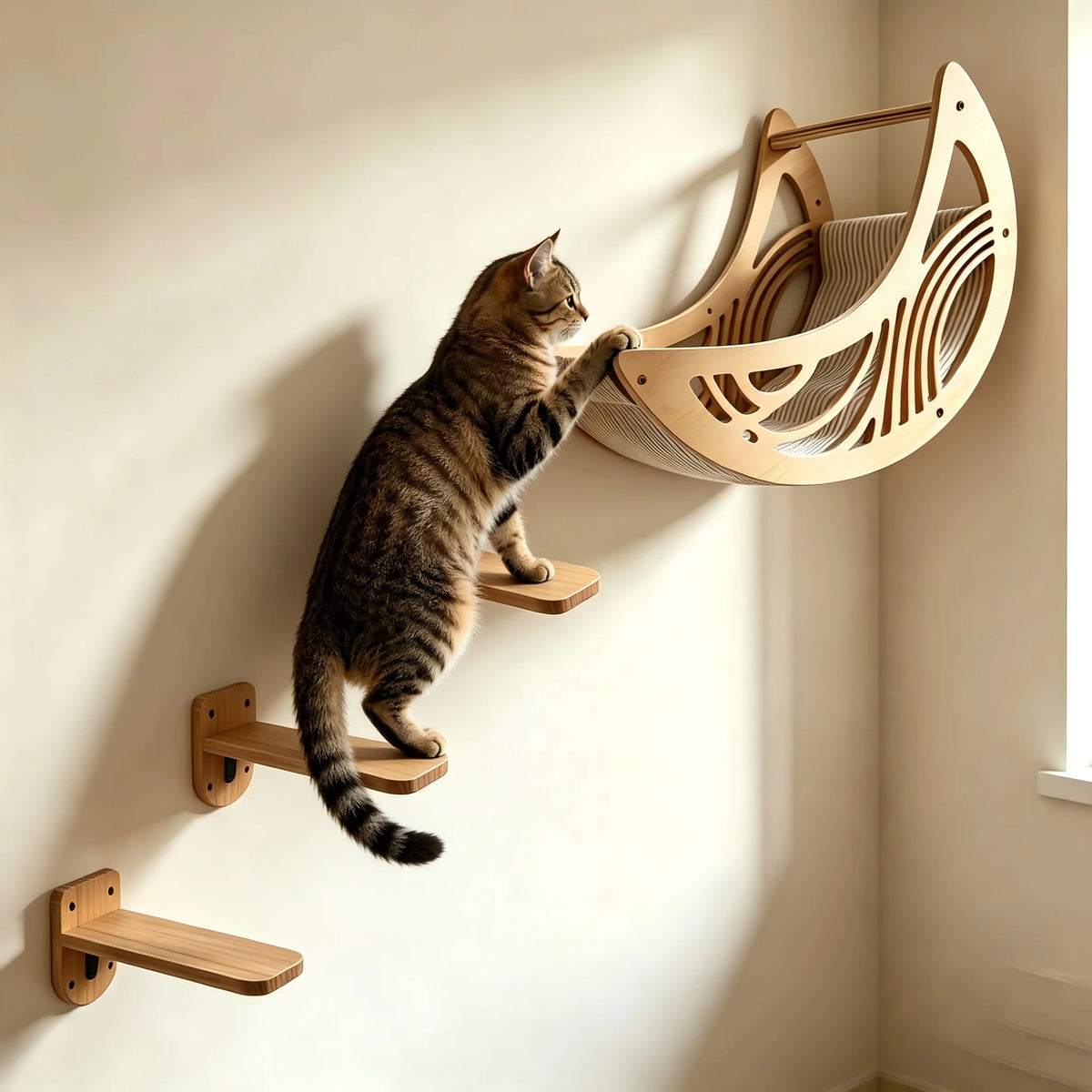 CWV Wall Mounted Cat Shelves With Moon Hammock Star Perches