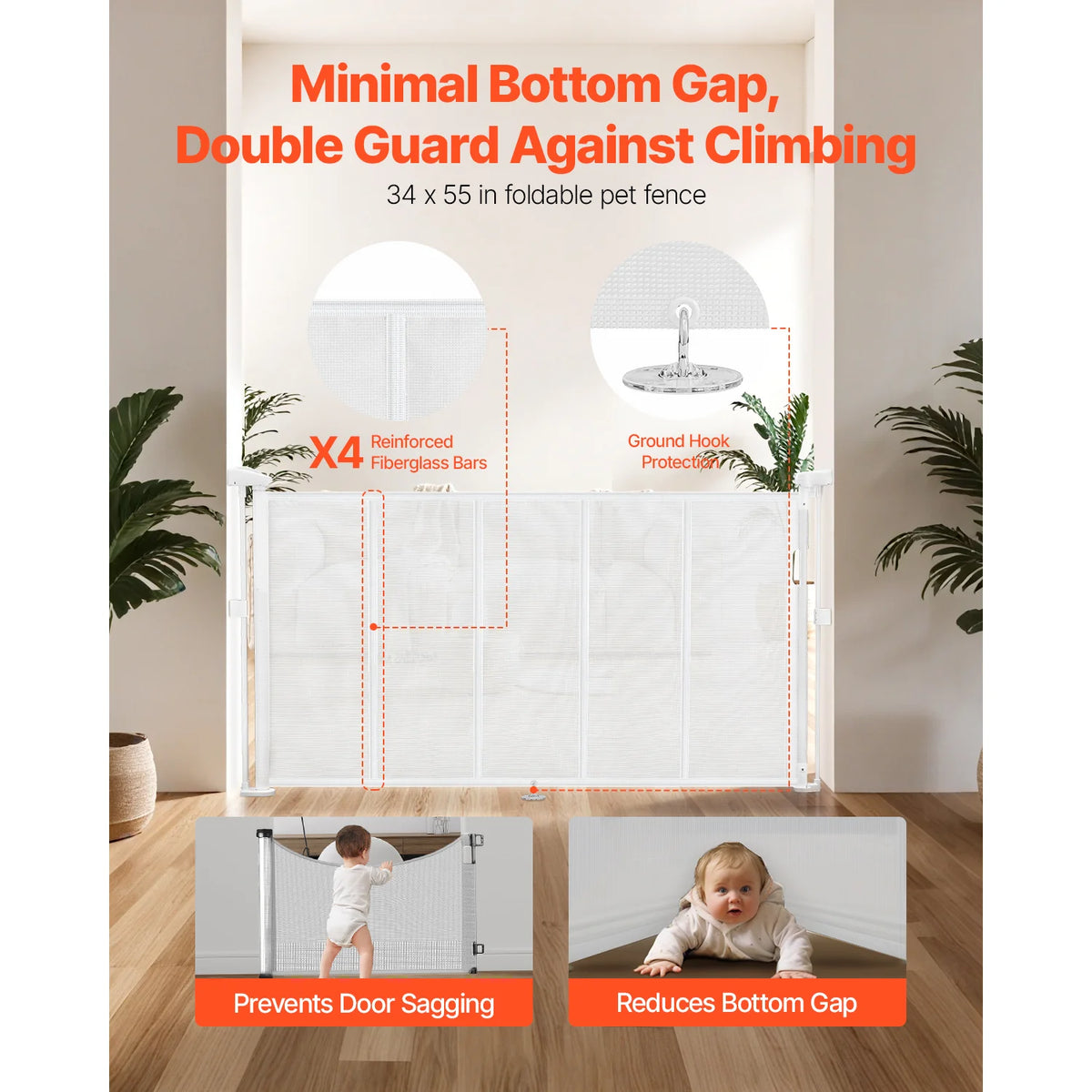 SucceBuy Retractable Baby Gate For Kids And Pets Indoor Safety