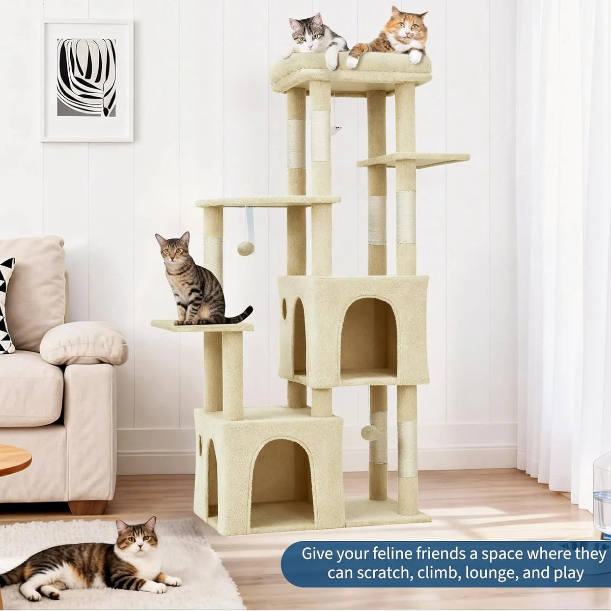 Elevated Multi Level Cat Climbing Tree With Scratching Posts