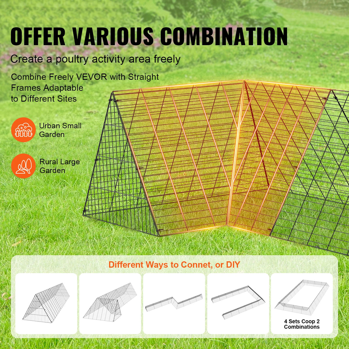 SucceBuy Durable Iron Chicken Tunnel With Corner Frame For Yard