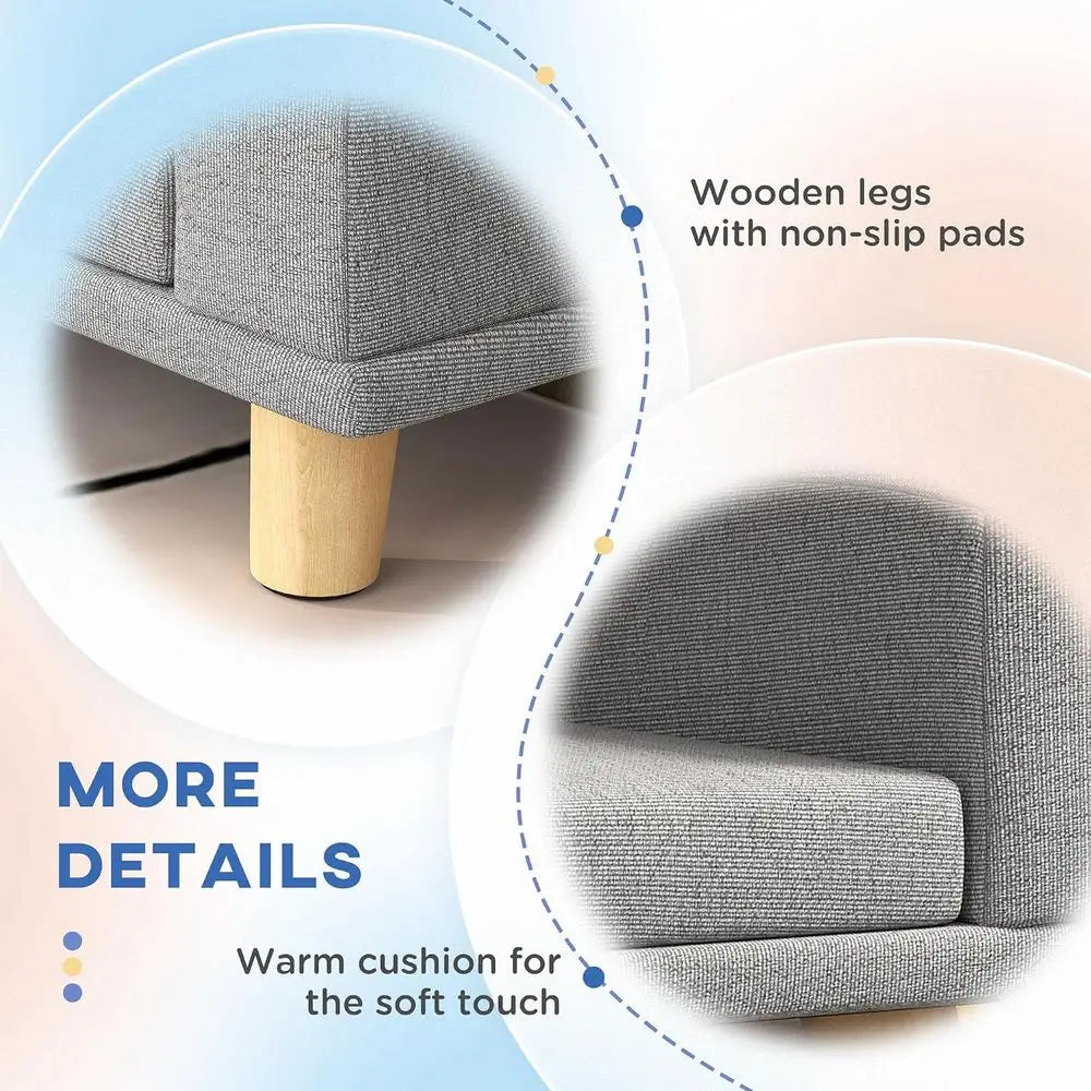 Stylish Washable Pet Bed Couch With Wooden Legs And Cushion