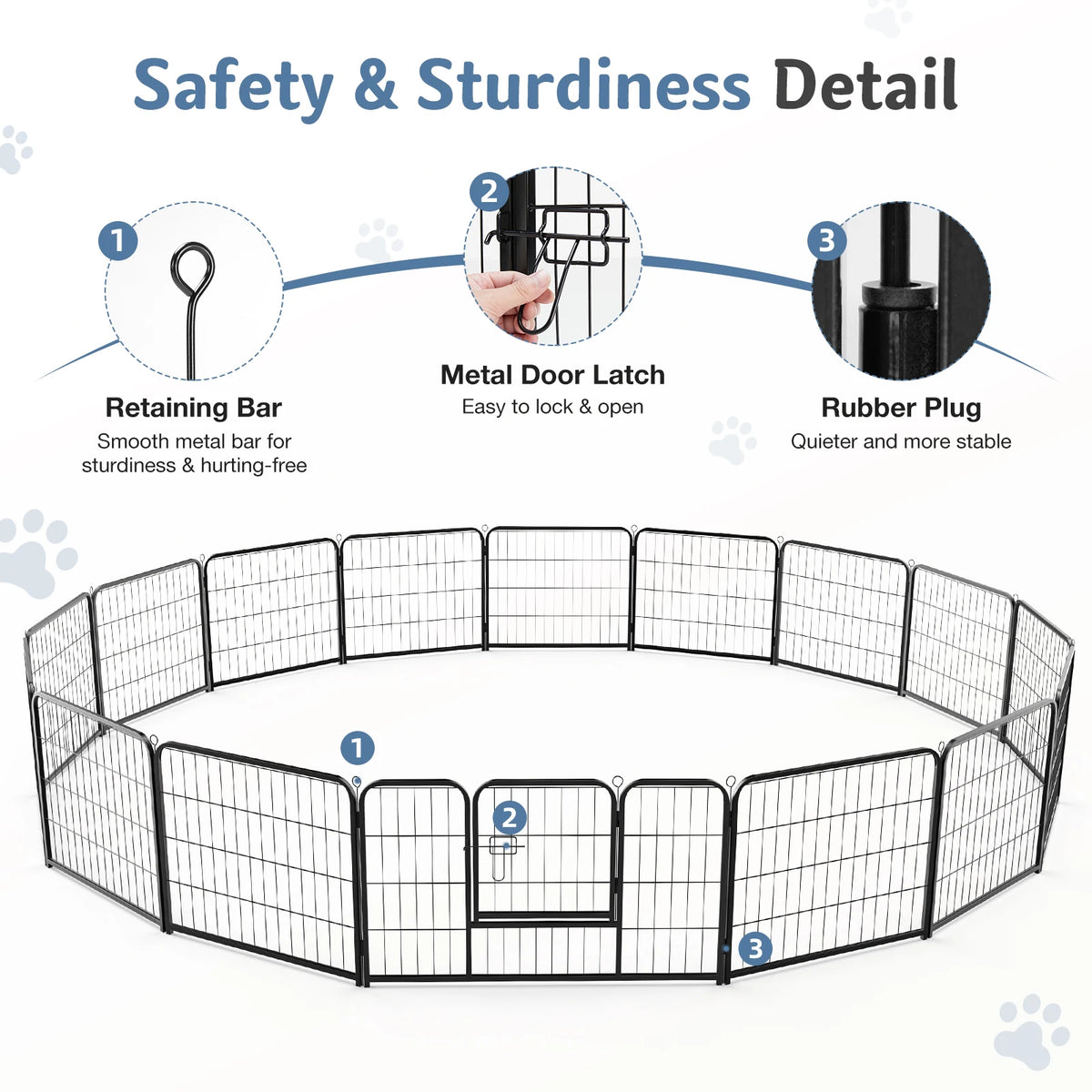 JHK Foldable Metal Dog Playpen Pet Exercise Outdoor Fence