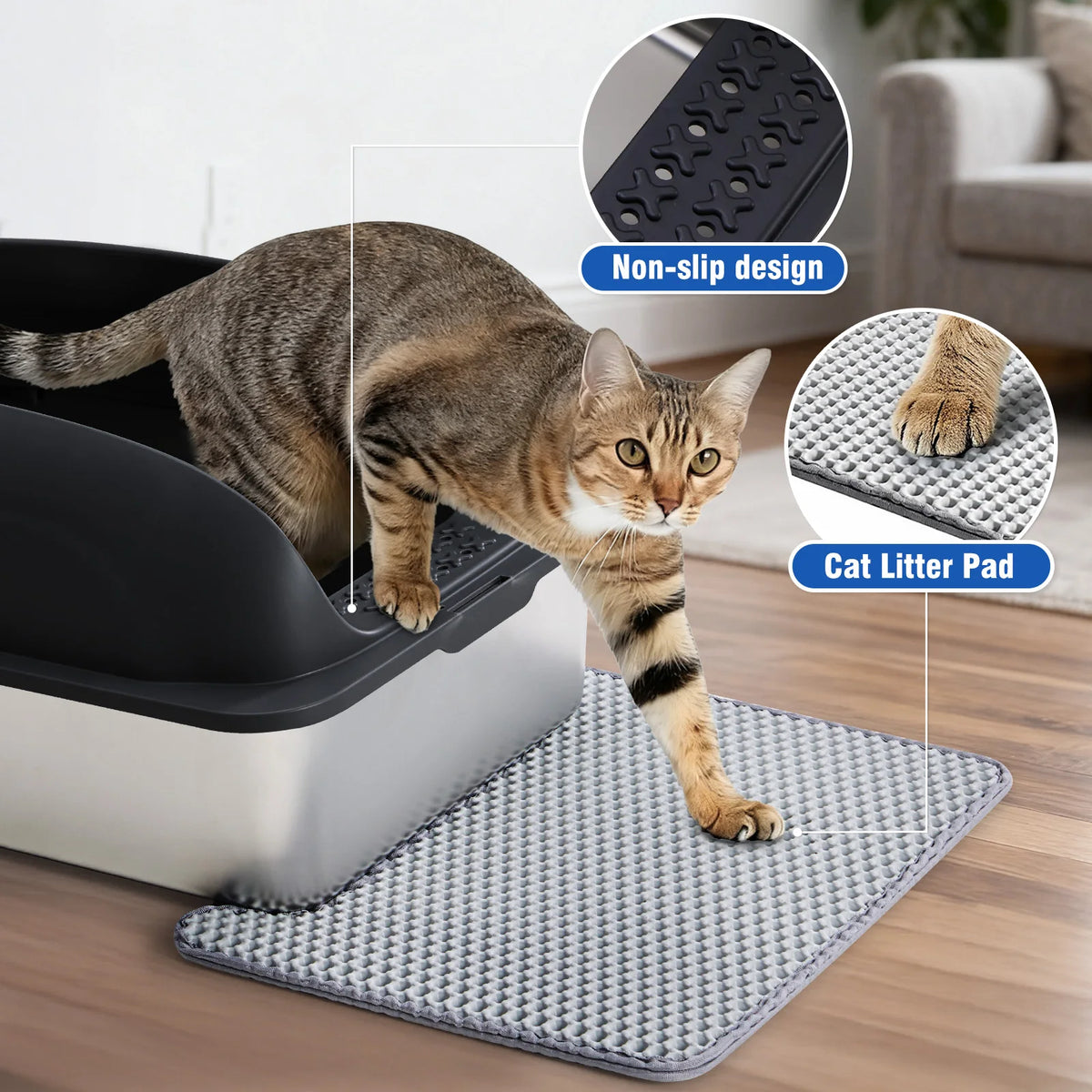 Stainless Steel Cat Litter Box With Lid Scoop And Mat