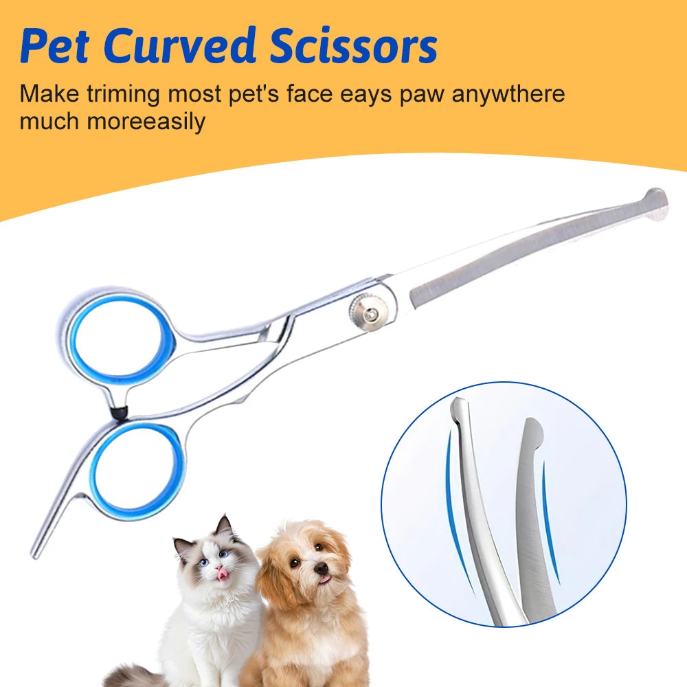 Professional Stainless Steel Pet Grooming Scissors With Safety Round Tip