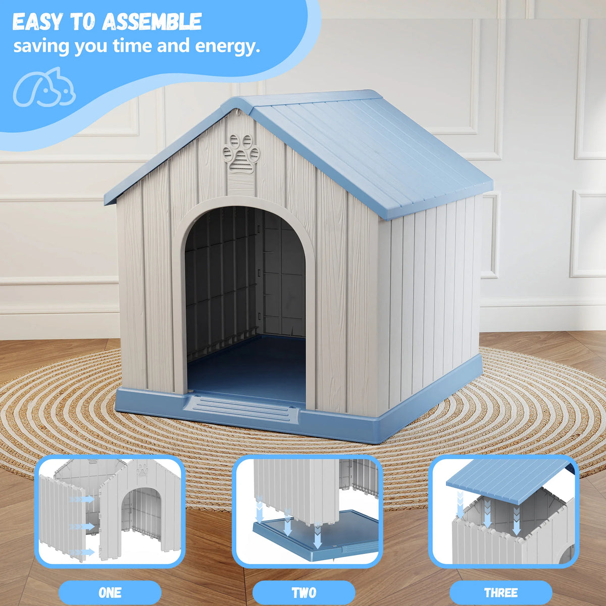 Weatherproof Plastic Dog House For Indoor And Outdoor Pet Shelter