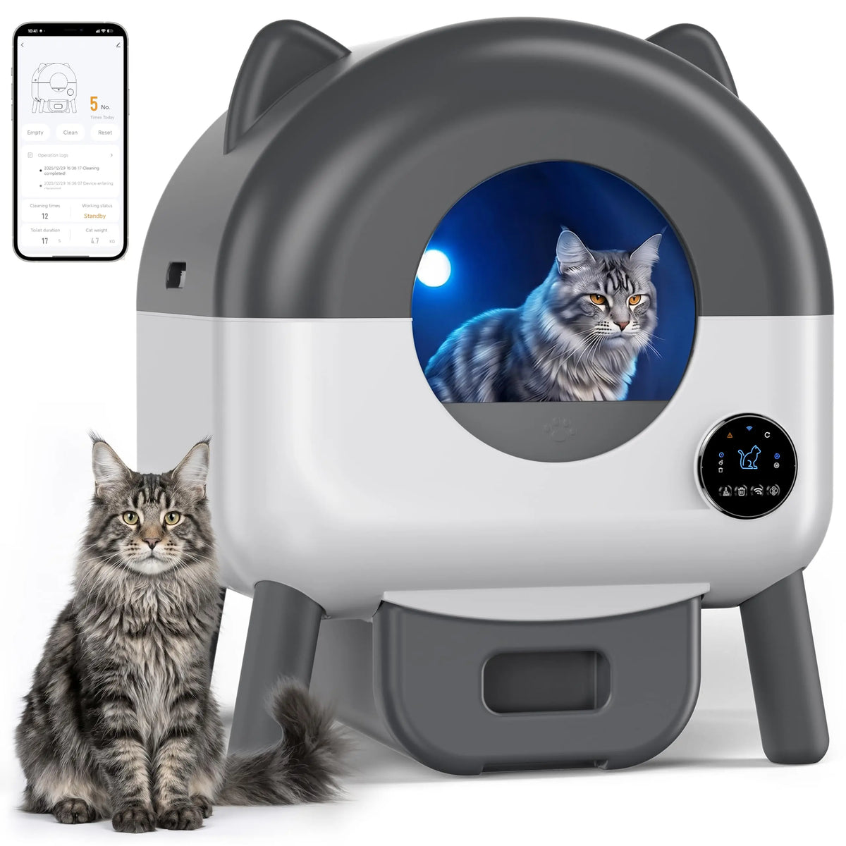 HiMISS Automatic Self Cleaning Cat Litter Box With App Connectivity