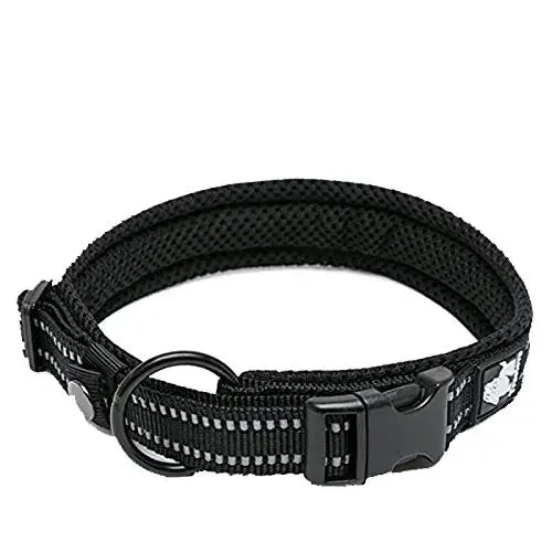TrueLove Adjustable Nylon Dog Collar Padded Reflective Heavy Duty Webbing