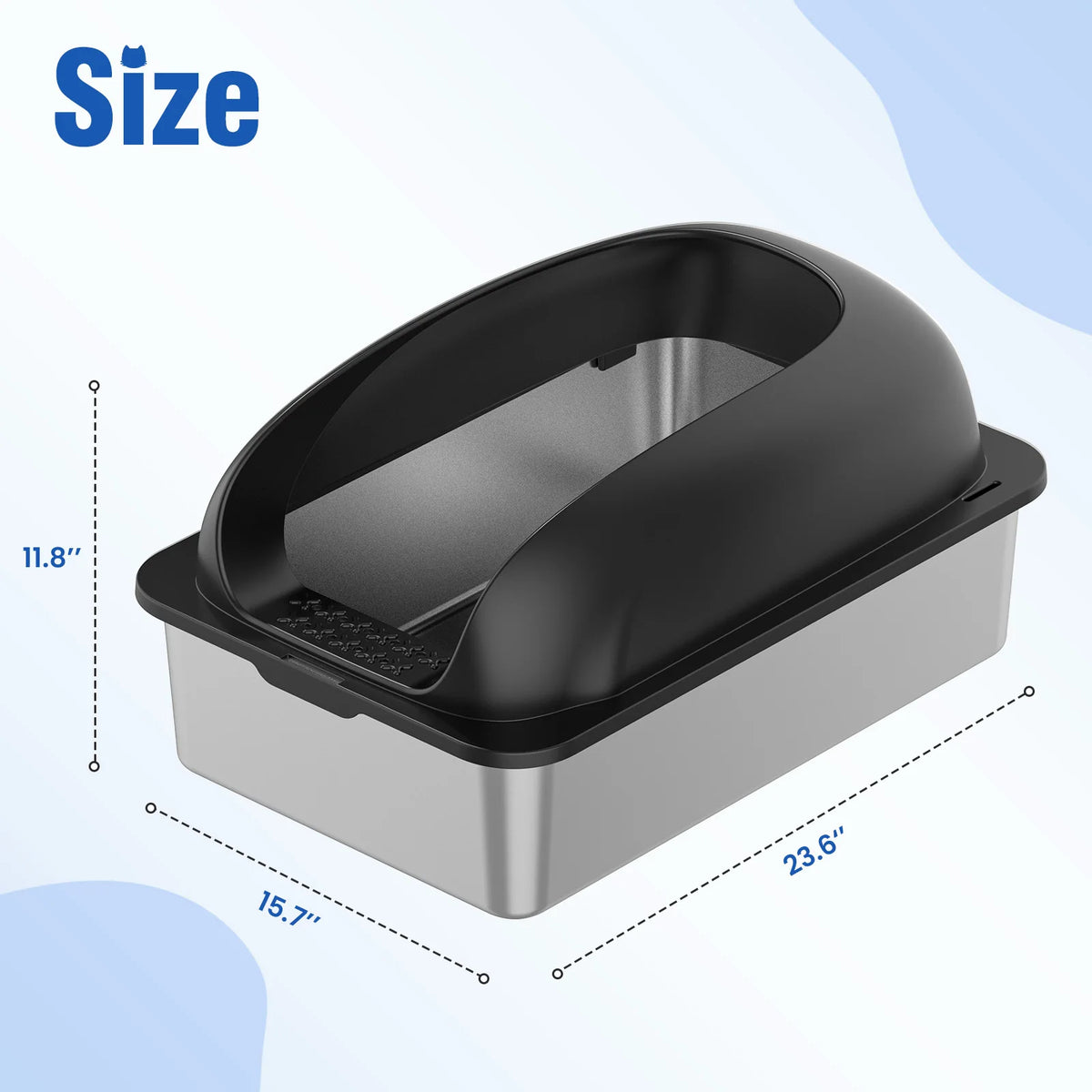 Stainless Steel Cat Litter Box With Lid Scoop And Mat