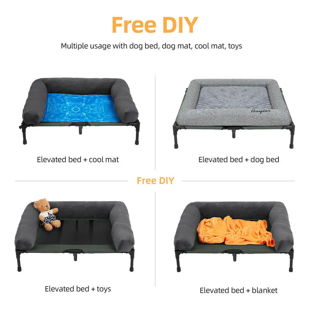 Bingopaw Elevated Dog Bed With Breathable Mesh And Plush Bolster