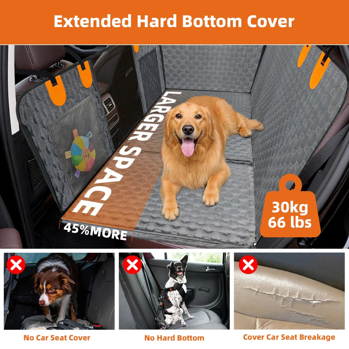 Bingopaw Dog Car Seat Cover Waterproof Backseat Extender Hammock