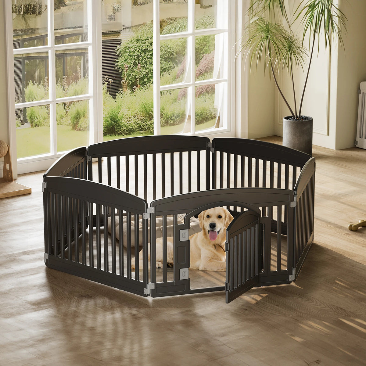 JHK Plastic Foldable Six Panel Dog Playpen Portable Pet Fence