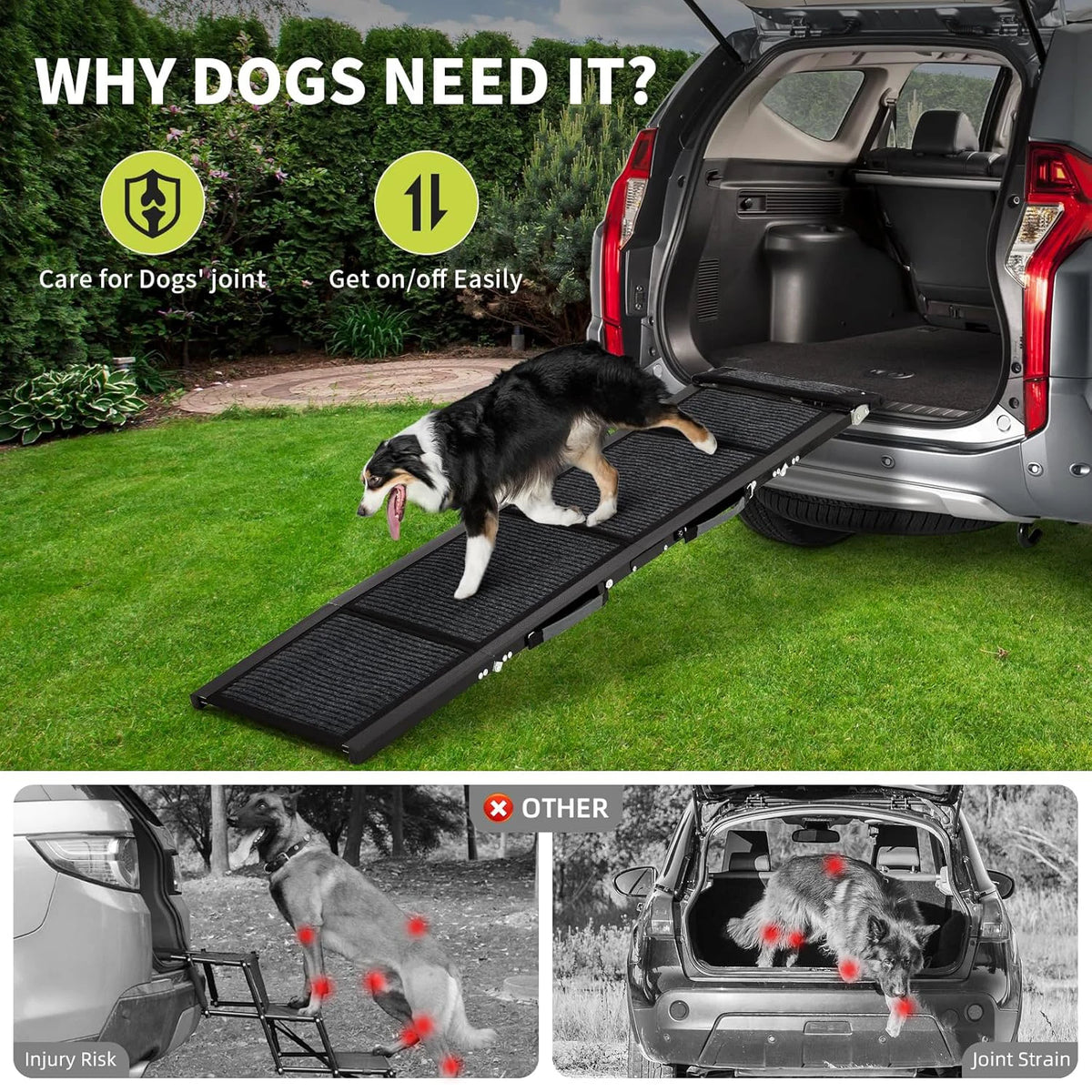 HiMISS Upgraded Foldable Car Dog Ramp With Non Slip Surface