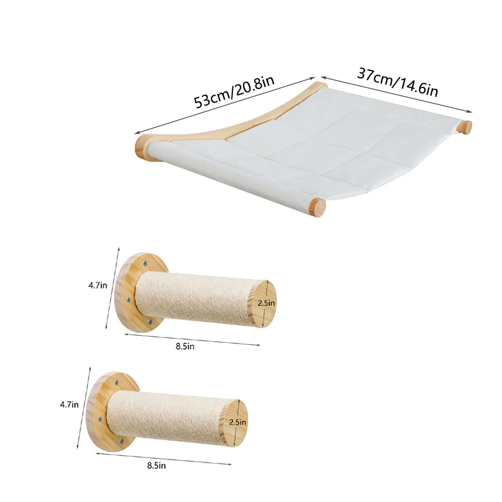CWV Wall Mounted Cat Hammock With Climbing Shelves And Scratchers