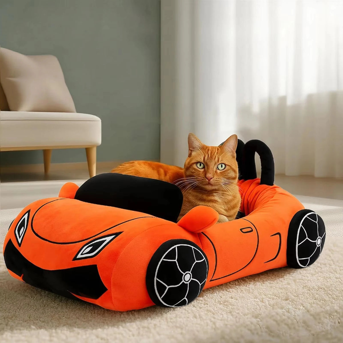 CWV Coral Fleece Supercar Kitten Bed With Soft Pillow