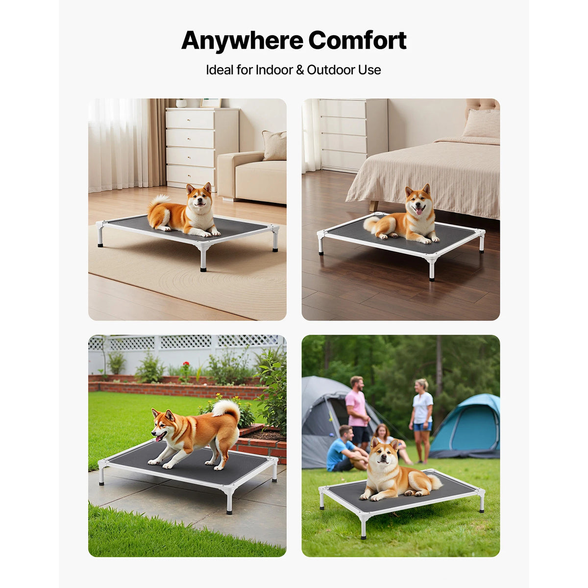 SucceBuy Elevated Dog Bed With Breathable Mesh And Aluminum Frame