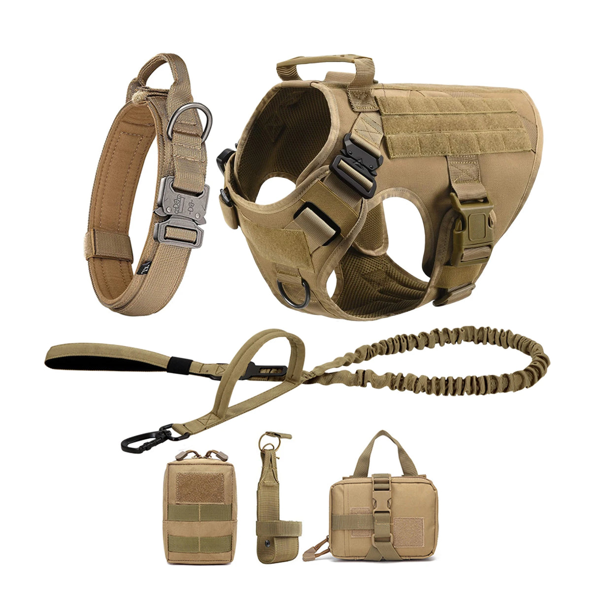 Padded Tactical Dog Harness With Quick Release Molle Vest