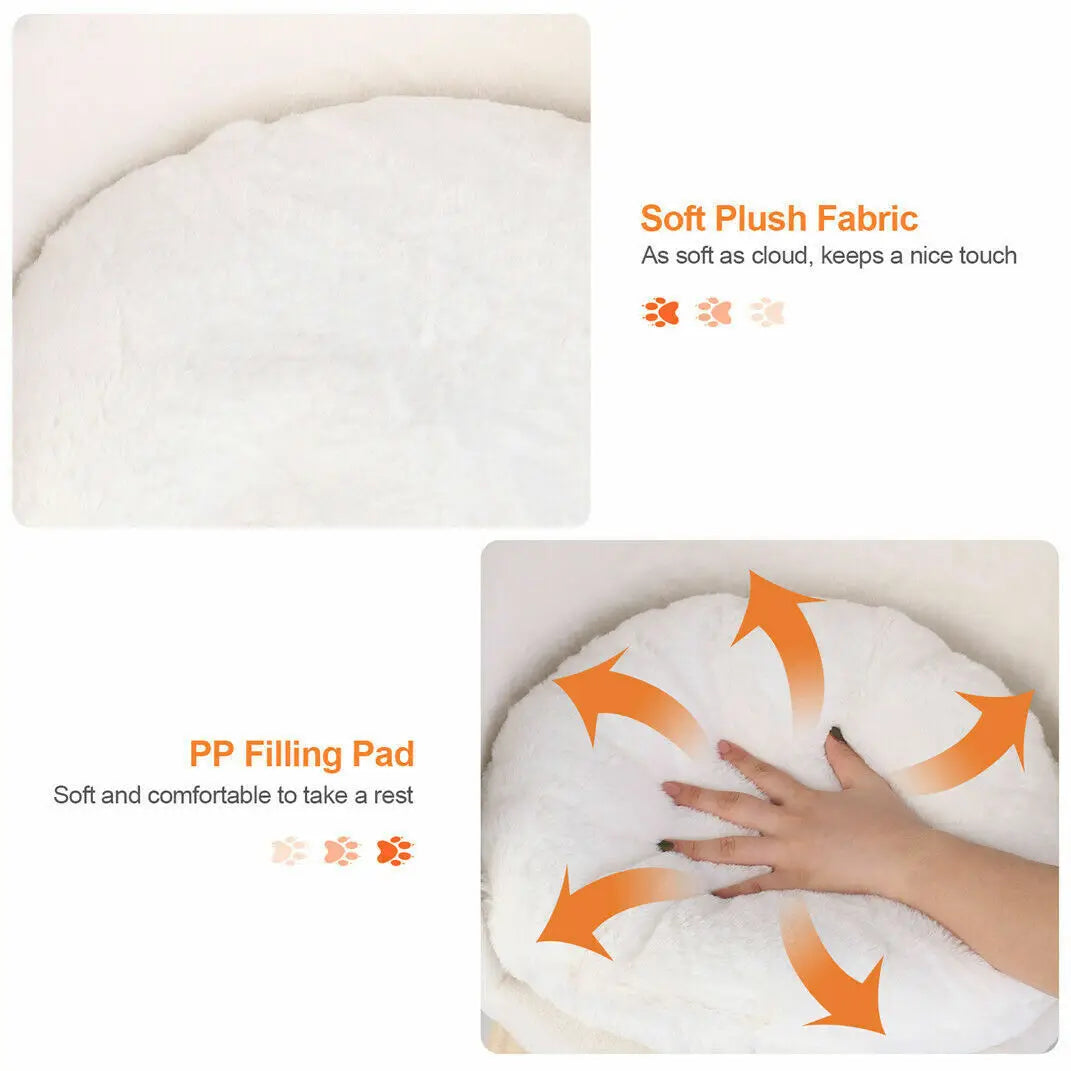 Luxury Plush Cat Bed With Washable Cushion And Wood Legs