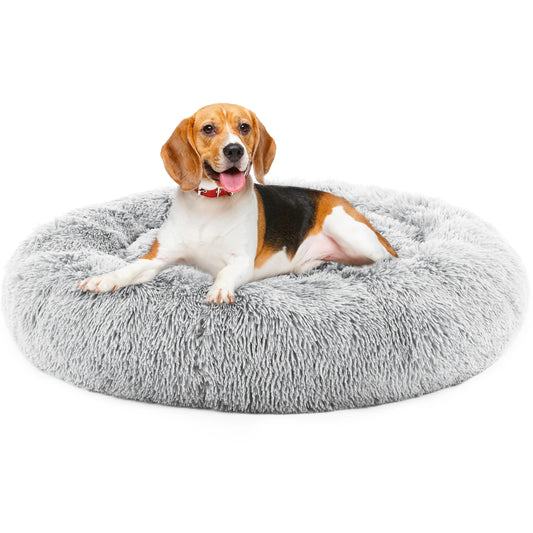 JHK Plush Round Calming Dog Bed Non Slip Pet Cushion