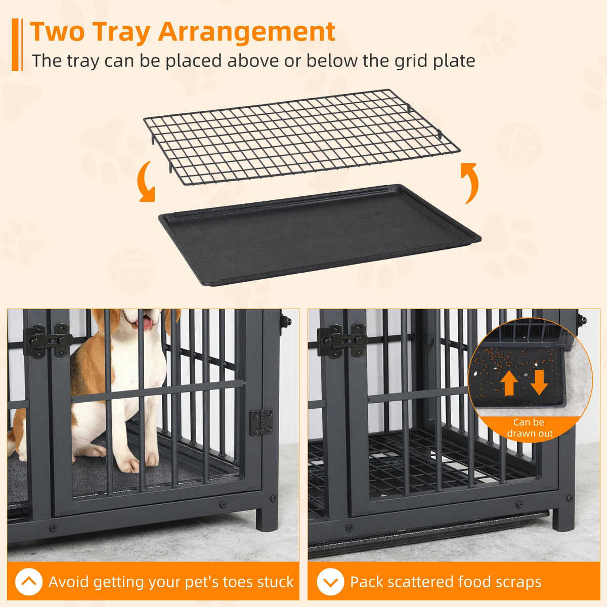 BORWART Wooden Dog Crate Furniture Style Kennel With Removable Tray
