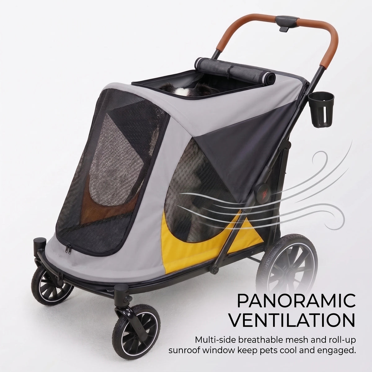Four Wheel Foldable Dog Stroller With Shock Absorption