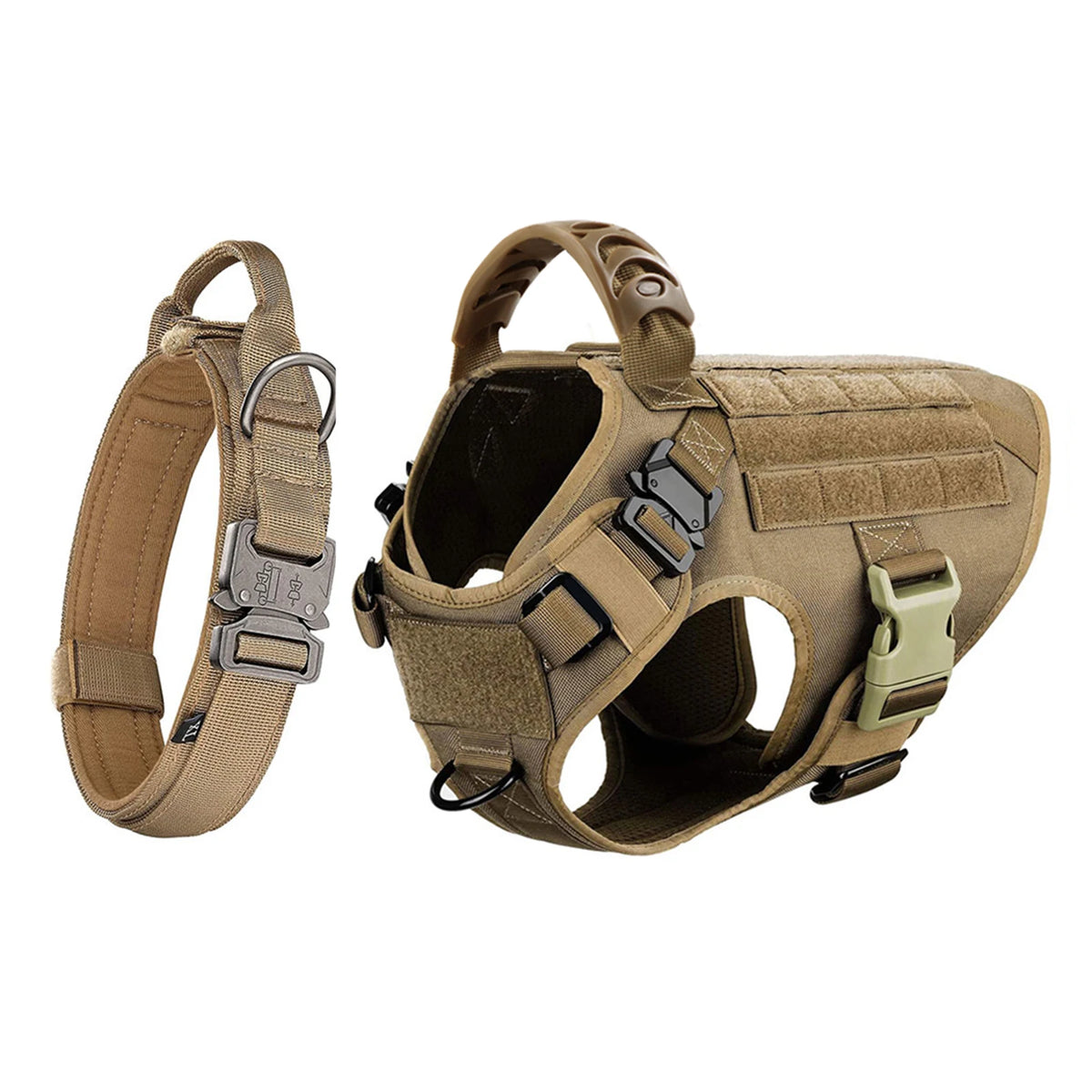 Breathable Padded Tactical Dog Harness And Nylon Collar Set