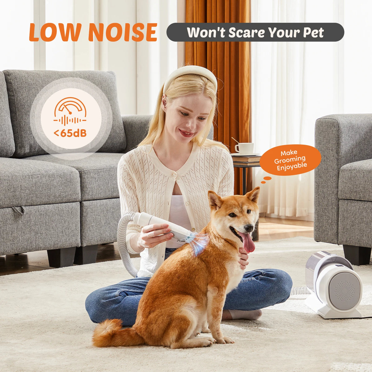 Sweetcrispy Professional Pet Grooming Vacuum Kit With Low Noise Clippers