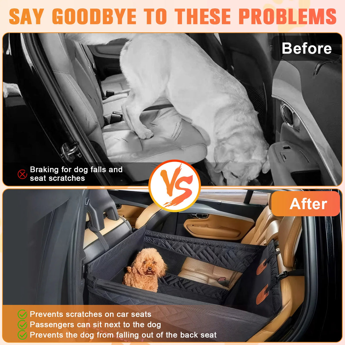 Waterproof Nonslip Dog Back Seat Cover For All Vehicles