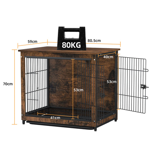 Functional Indoor Wooden Dog Kennel With Integrated Side Table