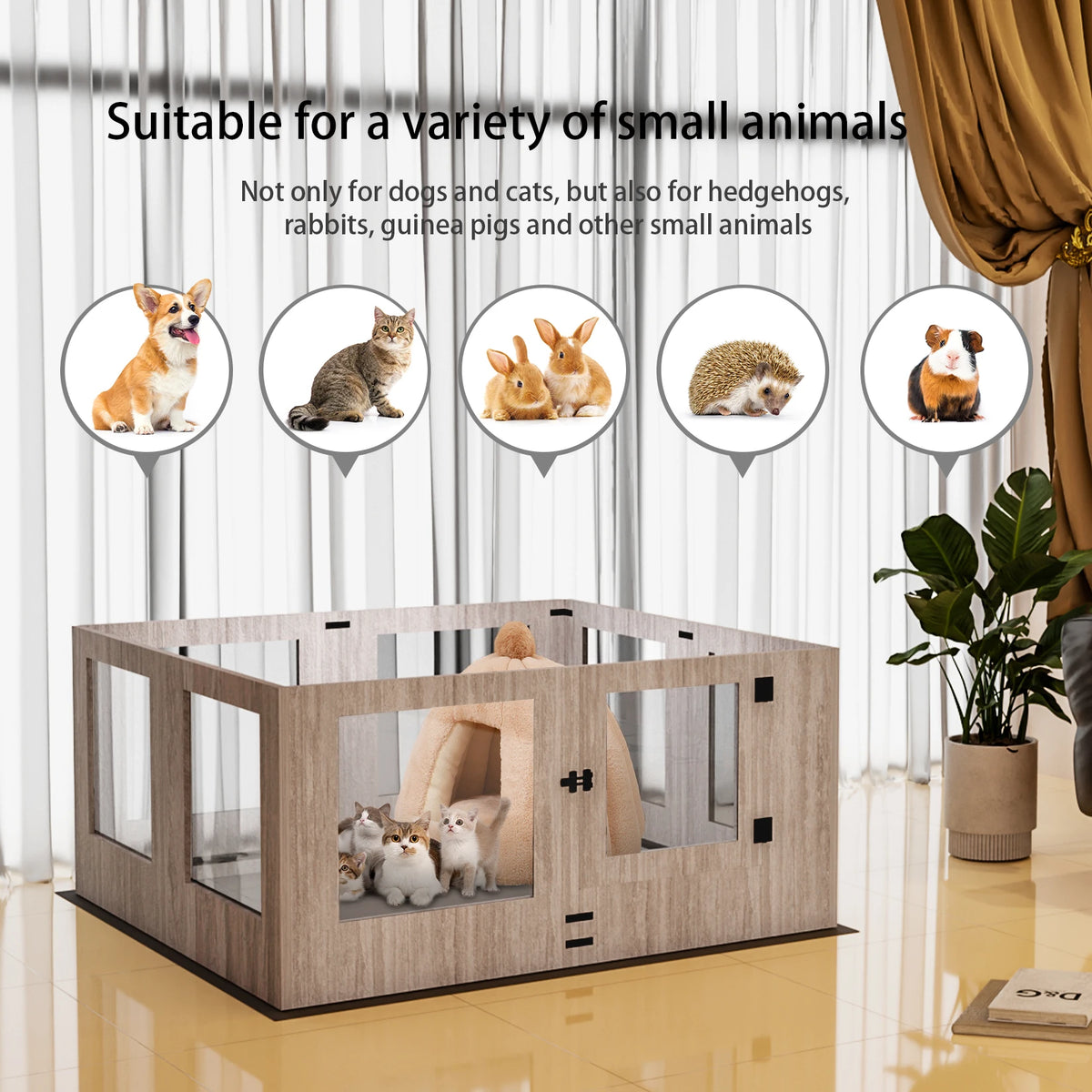 BINGOPAW Tempered Glass Indoor Dog Playpen Whelping Enclosure