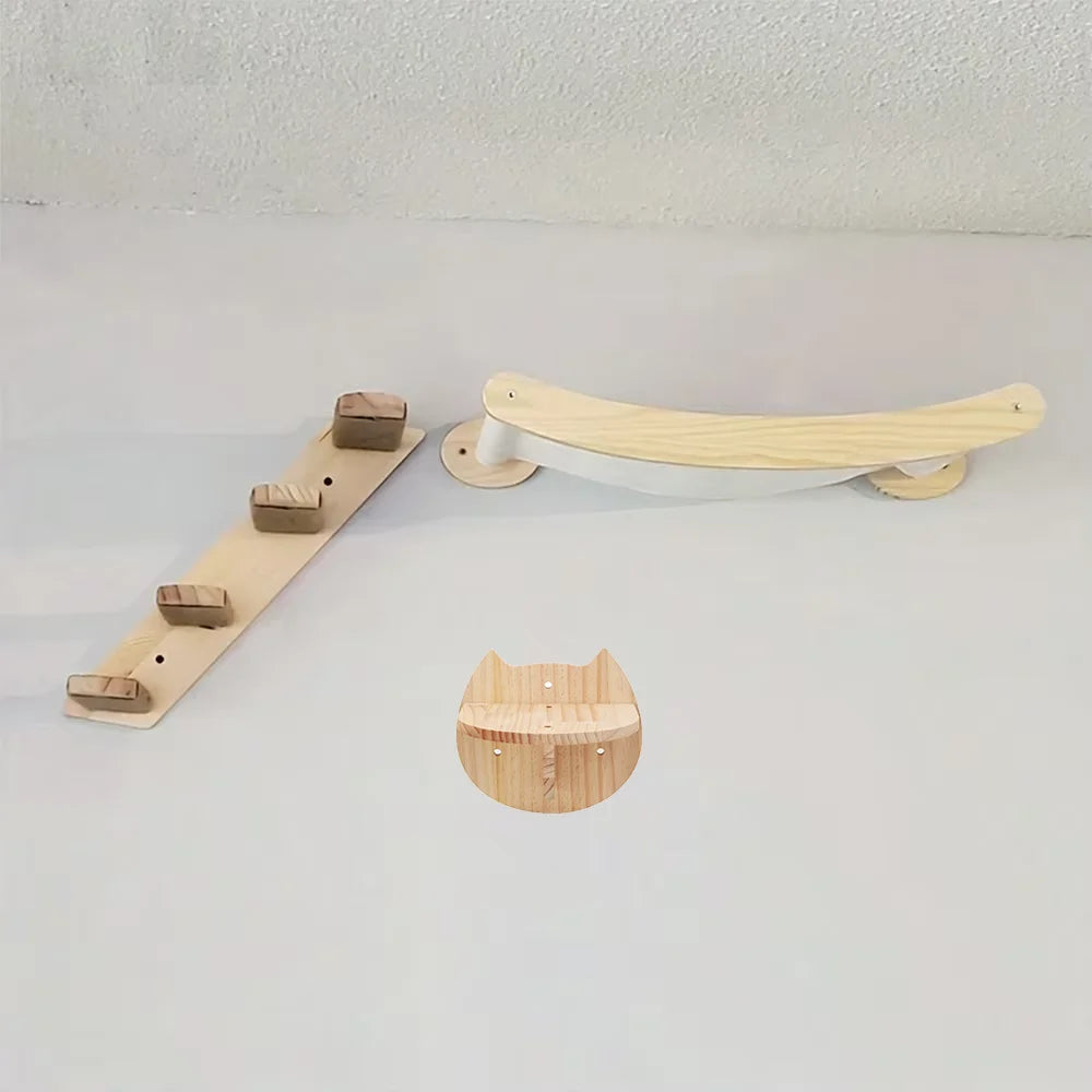 CWV Wall Mounted Cat Climbing Shelf With Hammock And Stairway