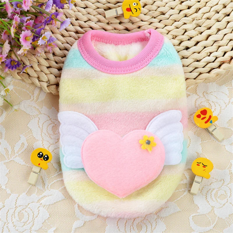 Cute Print Tea Cup Dog Sweater Warm Fleece Pet Clothing