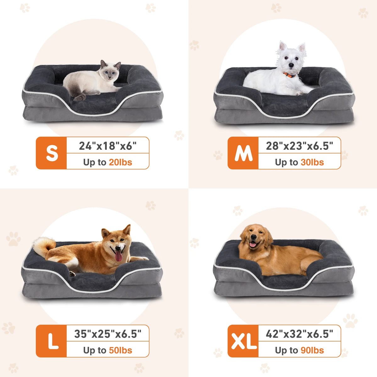 JHK Orthopedic Memory Foam Dog Bed With Washable Cover