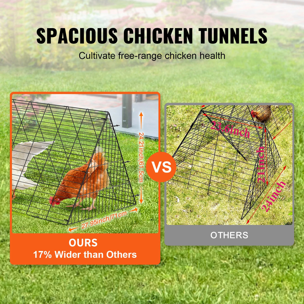 SucceBuy Durable Iron Chicken Tunnel With Corner Frame For Yard