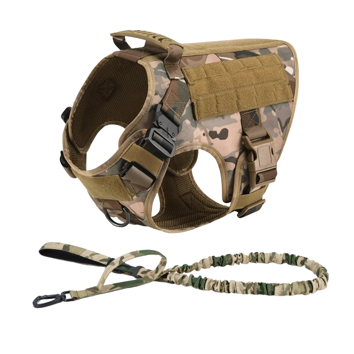 Padded Tactical Dog Harness With Quick Release Molle Vest