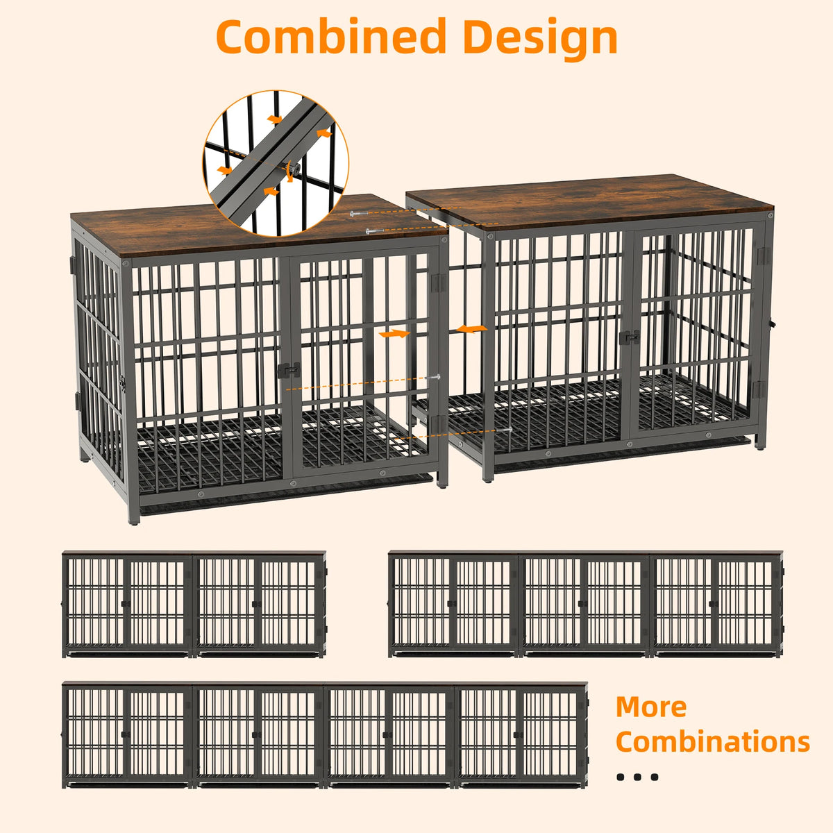 BORWART Wooden Dog Crate Furniture Style Kennel With Removable Tray