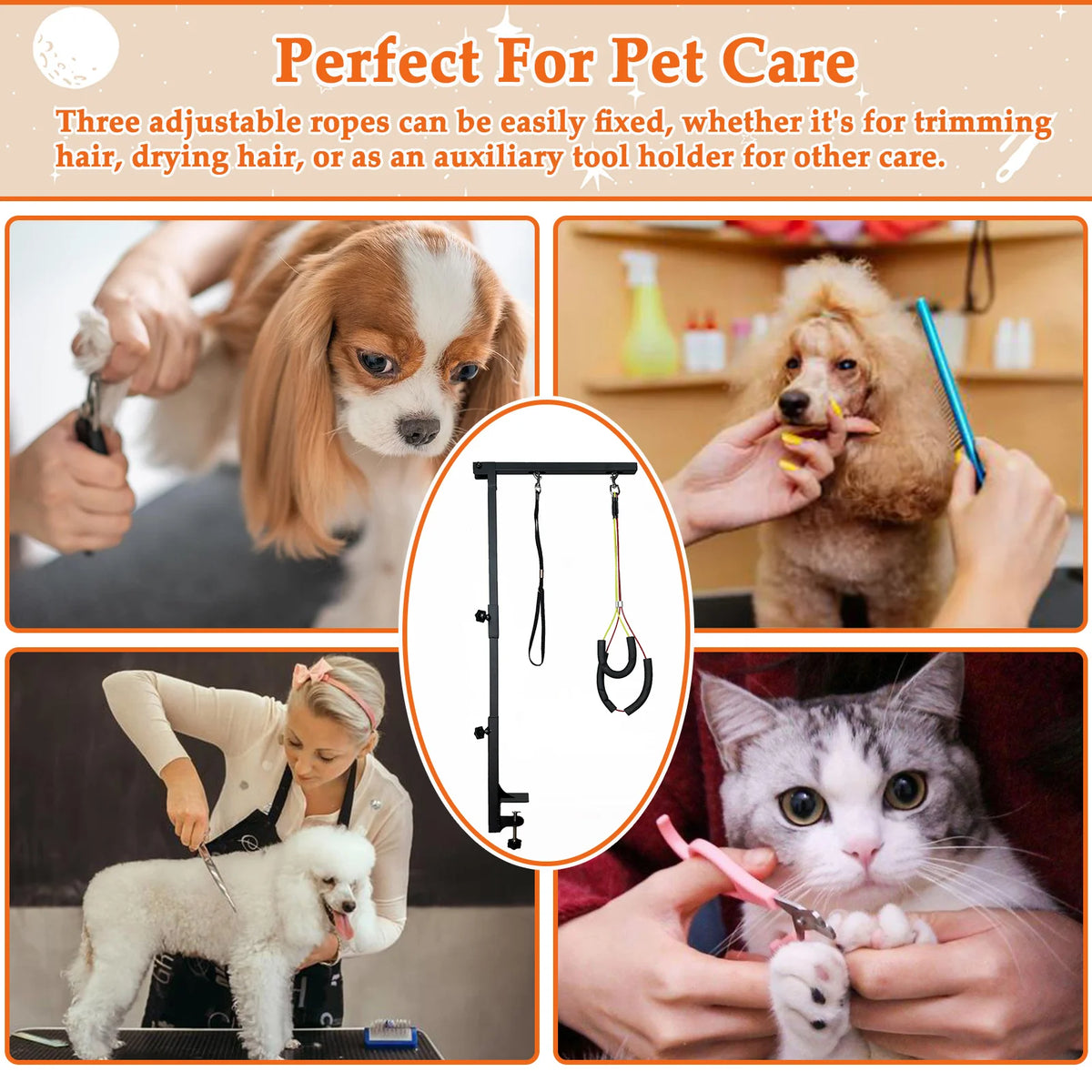 Adjustable Metal Dog Grooming Arm With Clamp And Loops