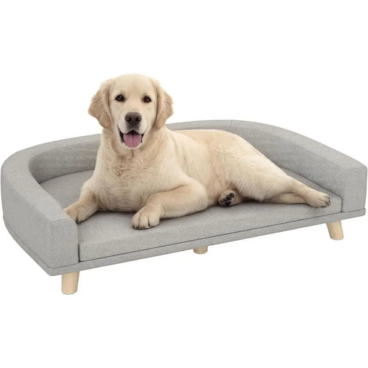 Stylish Washable Pet Bed Couch With Wooden Legs And Cushion