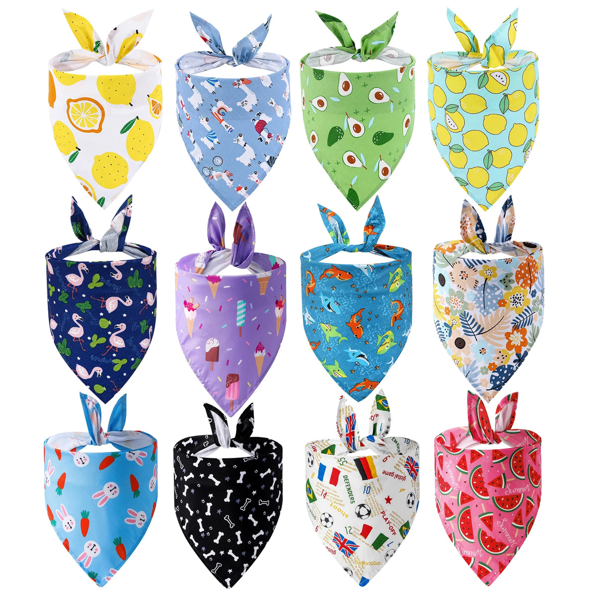 Adjustable Fruit Floral Dog Bandana Washable Cloth Scarf