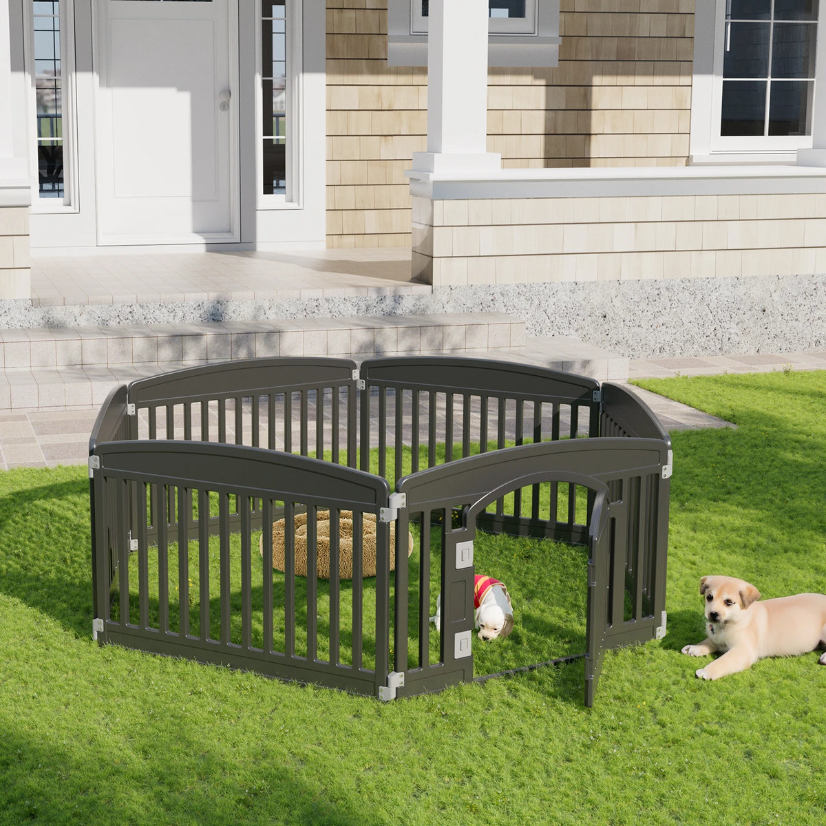 JHK Plastic Foldable Six Panel Dog Playpen Portable Pet Fence