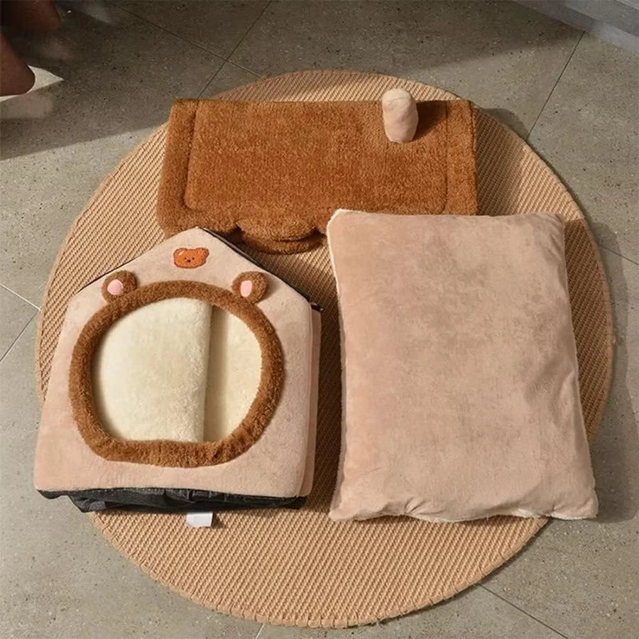 Foldable Washable Pet Cave Bed For Cats And Small Dogs